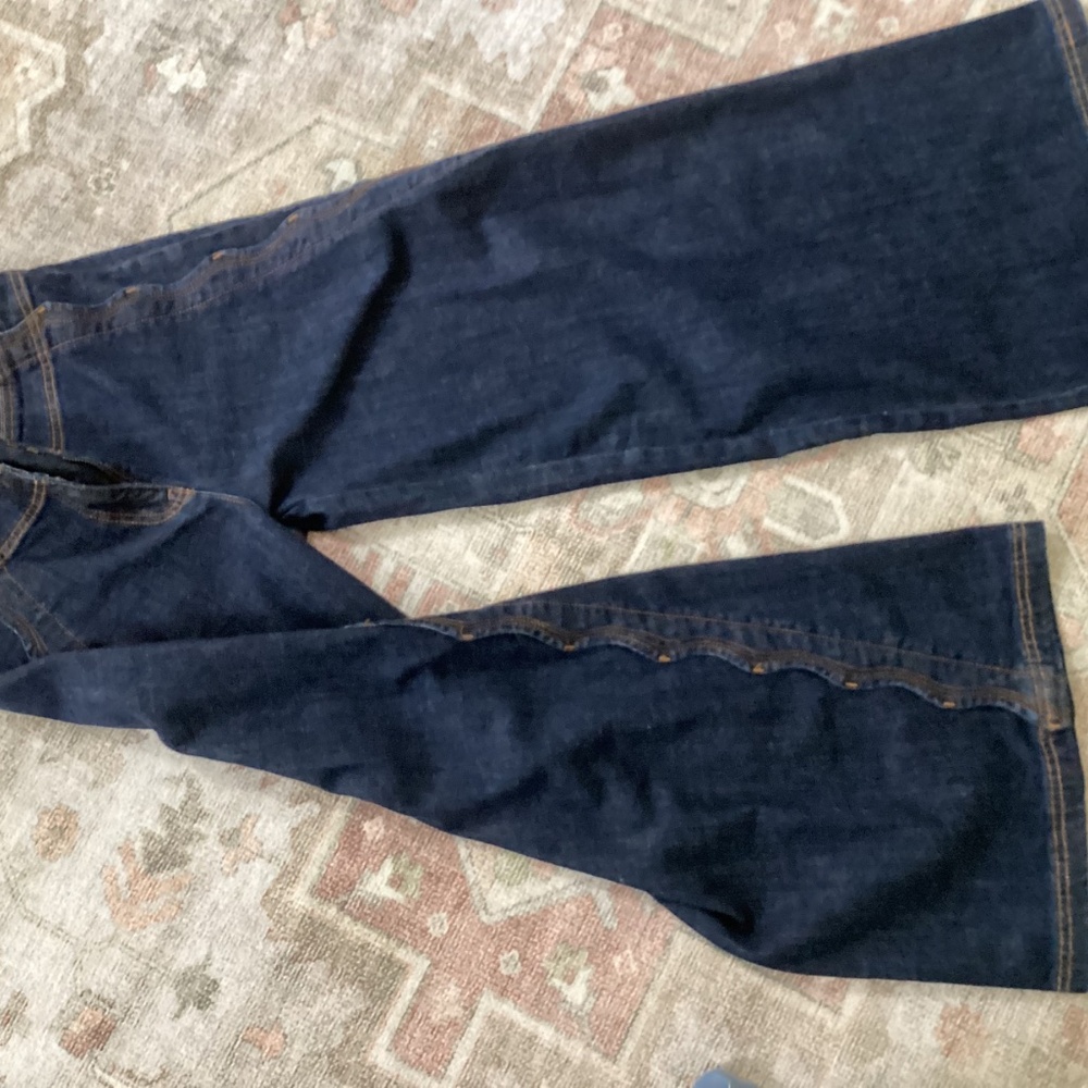 Maeve Scallop-Edge High-Rise Wide-Leg Jeans Maeve size 26p - Picture 6 of 9